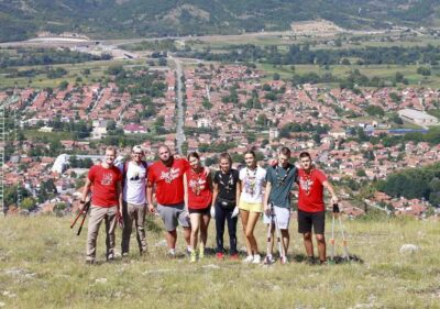 Group of volunteers on on the hill